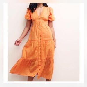 Nobody’s Child midi orange crochet dress women’s size 6